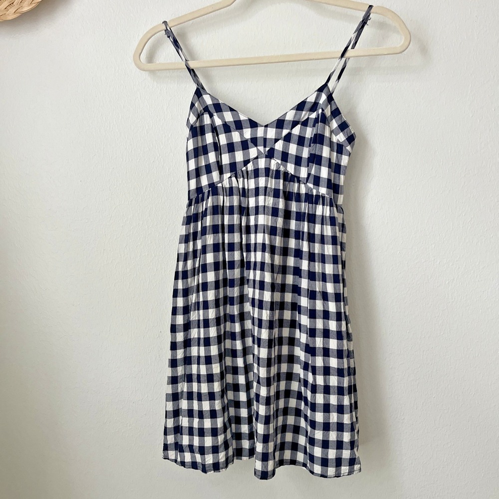 Prince & Fox Gingham Babydoll Cami Dress blue White XS strap summer picnic lana